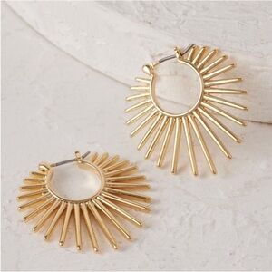Anthro Gold Sun Spike Hoop Earrings